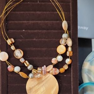Chic Multicolor Beaded Necklace (Peach)